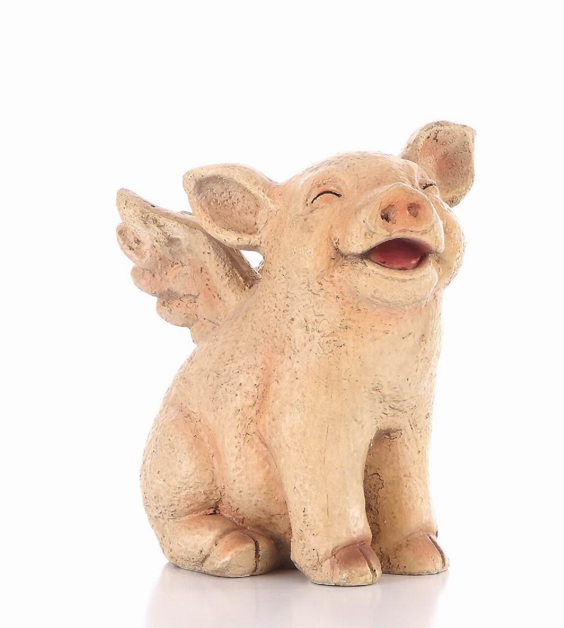 Hi-Line Gifts Laughing Pig with Wings Outdoor Garden Statue - 8.75" - Pink